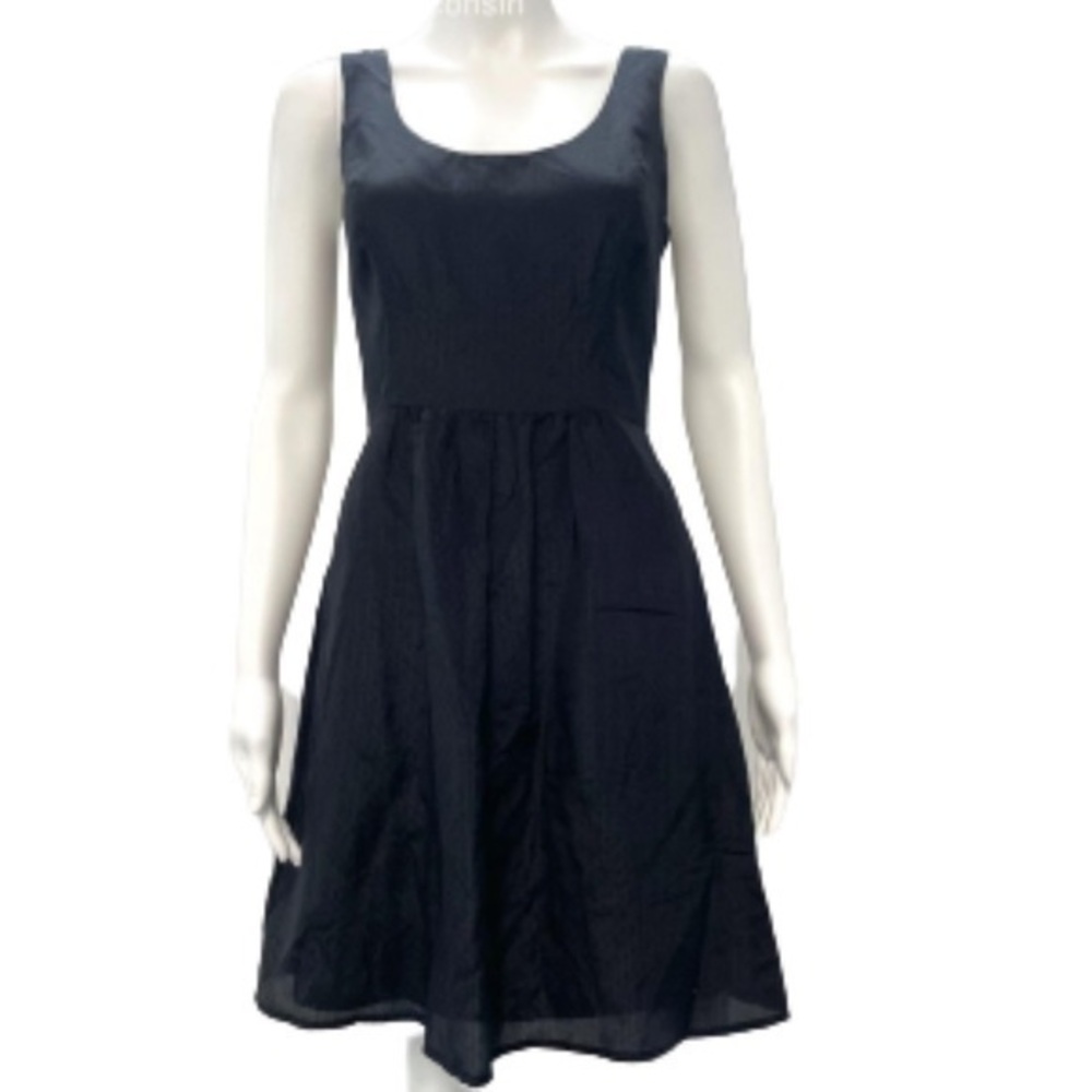 Vineyard Vines jet black solid Dobby cotton/silk dress NWT size 0